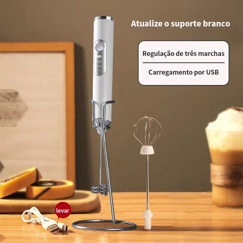 Batedor Misturador Mixer Elétrico para Bebidas Leite Café Portátil